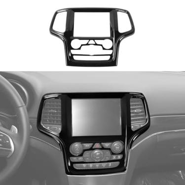 Imagem de CheroCar Capa de painel de navegação GPS multimídia de fibra de carbono compatível com Jeep Grand Cherokee 2014 2015 2016 2017 2018 acessórios de decoração de interiores
