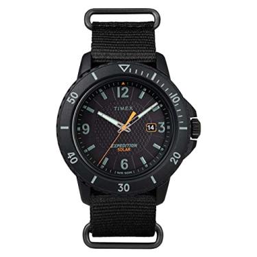 Imagem de Timex Relógio masculino Expedition Galatin alimentado por energia solar, Preto/laranja