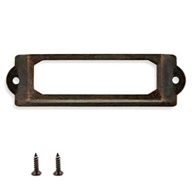 Imagem de Rierdge 60 Peças Porta-Etiquetas Antigas, 2,3" De Comprimento, Armário Arquivo Metal Para Escritório, Prateleiras, Gavetas, Porta-Cartões Visita, Molduras Com Parafusos (Cobre Vermelho)