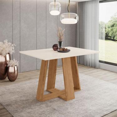 Imagem de Mesa de Jantar Lins 120 cm Ambiente Canto Reto sem Vidro Nature Off White - Henn