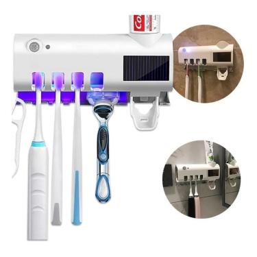 Imagem de Suporte Porta Escova Dentes Dipenser Pasta Esterelizador Uv
