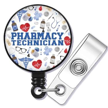 Imagem de SEIRAA Carretel de crachá farmacêutico presente técnico de farmácia clipe de crachá farmacêutico presentes de formatura Rx suporte de crachá médico (farmacêutico br)