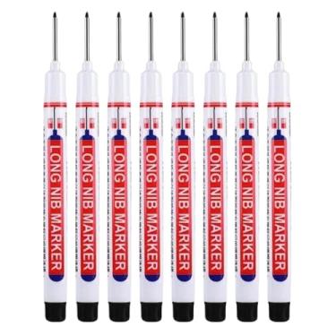 Imagem de Lilihuimaoyi 4 Peças Marcador de Furo Profundo Marcador de Construção Lápis de Carpinteiro E Caneta de Tinta Permanente à Base de óleo Adequada para B, 8 Peças Pretas