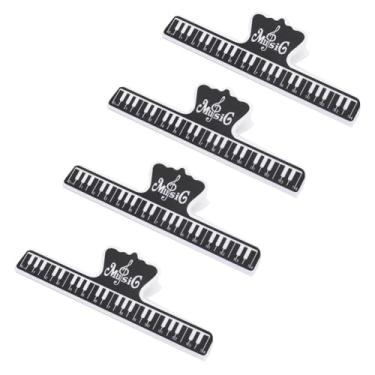 Imagem de YXQ 4 peças de suporte de página de música, clipe de plástico para livro de 15 mm para manter o livro, partitura de música, clipes fixos, papel para notas musicais para violão, violino, piano, tocador
