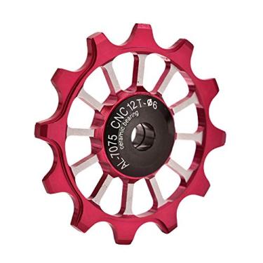 Imagem de Domary Liga de Alumínio Cerâmica Roda de Polia do Desviador Traseiro, Leve Com Rotação Flexível, Adequada para Usuários de Bicicleta de Velocidade de 7/8/9/10 (Vermelho)