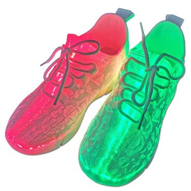 Imagem de Tênis de LED de fibra óptica para mulheres e homens, tênis para adultos, carregamento USB, piscando, luminoso, tênis, Branco, 14 Women/12 Men