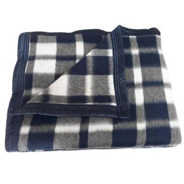 Imagem de Cobertor Solteiro Boa Noite Guaratinguetá Xadrez, Marinho