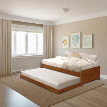 Imagem de Bicama Bibox Solteiro Infantil Madeira Maciça Gabrieli Castanho