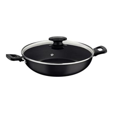 Imagem de Panela wok antiaderente tramontina loreto grafite 28cm 3,3l