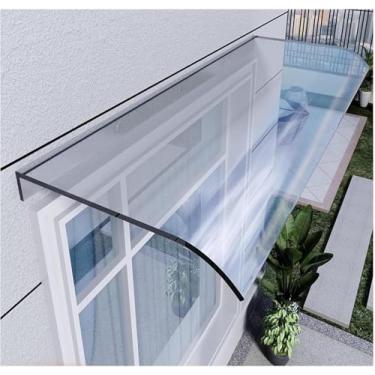 Imagem de Toldo Invisível Da Porta Da Frente, Tampa De Policarbonato Porta Da Frente Ao Ar Livre, Abrigo De Chuva Engrossar Tampa Transparente Cobertura Curva Toldo De Janela Dossel, 40 * 250cm/15.7 * 98.4in