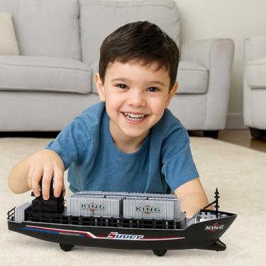 Imagem de Brinquedo Navio Cargueiro Container Super King Fricção 30 cm