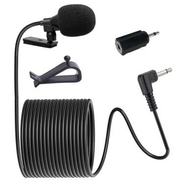 Imagem de NewTH Microfone HD de 3,5 mm, montagem de voz, rádio de carro, substituição para Kenwood Boss JVC Sony Jensen Alpine para unidade principal de veículo estéreo DVD GPS, cabo de 5 m/5 m com adaptador de