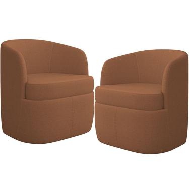 Imagem de KIT 02 Poltronas Decorativa Giratória Para Sala de Estar Siena K01 Bouclê Mostarda - Lyam Decor