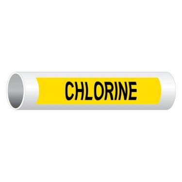Imagem de ComplianceSigns. Com Chlorine (Lenda Preta Sobre Fundo Amarelo) Adesivo de Tubo, 20 x 5 cm Pacote com 5 Vinil para Marcadores de Tubos Hazmat