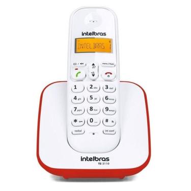 Imagem de Telefone Sem Fio Digital Ts 3110 Branco E Vermelho Intelbras
