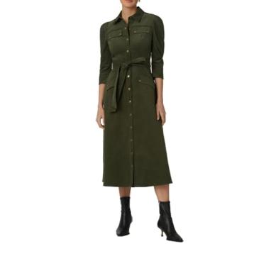 Imagem de Shoshanna Vestido Amanda de veludo cotelê Oneonta feminino, Verde floresta, 44