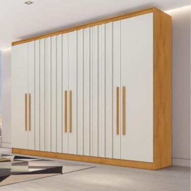 Imagem de Guarda Roupa Casal Ripado 6 Portas Em MDF Oxford Made Marcs, Peroba Of