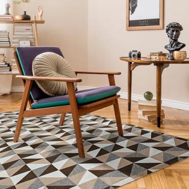 Imagem de Tapete Jacquard Boho: Design Geométrico Moderno para Sua Sala de Estar Grande - Antiderrapante (Geométrico Caramelo,2.50x2.00)