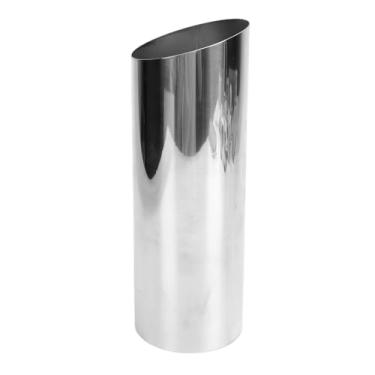 Imagem de Luqeeg Vaso cilíndrico, vaso de flores de boca oblíqua, aço inoxidável, moderno, minimalista, sofisticado, decoração de casa para sala de estar, mesa de jantar, quinta, escritório, estante prata