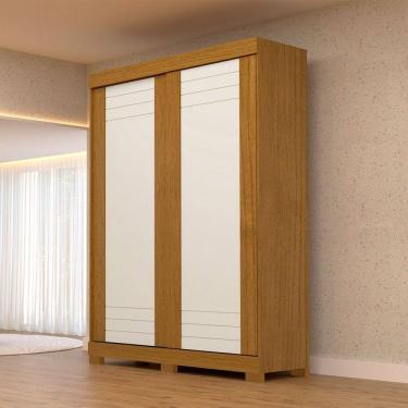 Imagem de Guarda-Roupa Solteiro Ayla 2 Portas 2 Gavetas 100% Mdf Flex Cinamomo/Off White - Acp Móveis