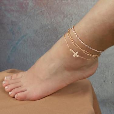 Imagem de Tornozeleira de ouro para mulheres banhado a ouro 14k cruz tornozeleira