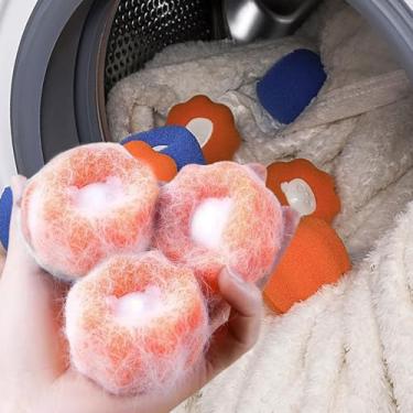 Imagem de Bolas de secadora reutilizáveis com remoção de pelos para máquina de lavar, reduzem rugas e tempo de secagem, bolas de roupa ecológicas, laranja