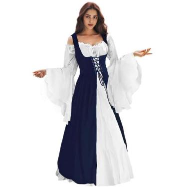 Imagem de Traje WYZJL Renaissance Vestido feminino azul marinho S/M
