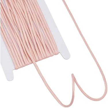 Imagem de Cordão de estofamento coberto de cetim rosa de 10 metros, corda decorativa trançada de 5 mm para fazer joias, pulseiras, colares, linha de miçangas