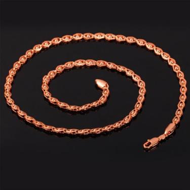 Imagem de Colar masculino de aço inoxidável banhado a ouro rosa / prata com contas de olho, 26 inch, Aço inoxidável, Sem Pedra Preciosa