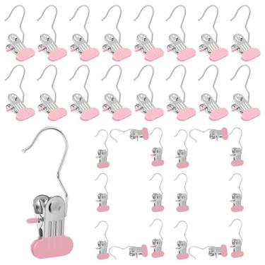 Imagem de 100 peças de ganchos para pendurar na lavanderia, clipes de gancho de aço inoxidável, portátil, viagem, secagem, alfinetes, para armário, roupas de casa, calças, toalha e meia (rosa, 100)