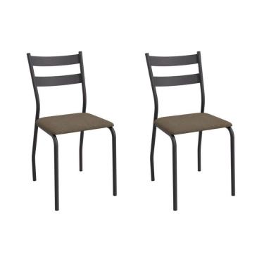 Imagem de Cadeira Sala De Jantar Bali 2c141prf Aço Kit 2 Un Preto-suede Cappuccino - Kappesberg