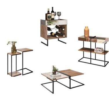 Imagem de Kit Aparador Adega Mesa Lateral E Centro Aurora Demolição