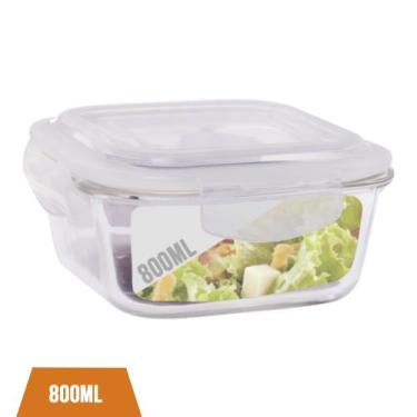 Imagem de Pote 800ml Vidro Marmita Fitness Tampa 4 Travas Hermético - QUALITY HO