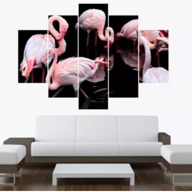Imagem de Kit quadro decorativo 5 peças 95x60cm Pássaro Flamingo