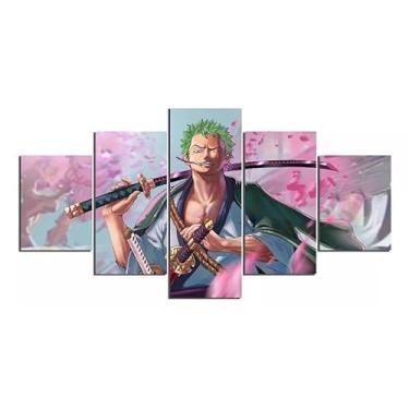 Imagem de Kit quadro decorativo 5 peças 95x60cm Mosaico One Piece Zoro