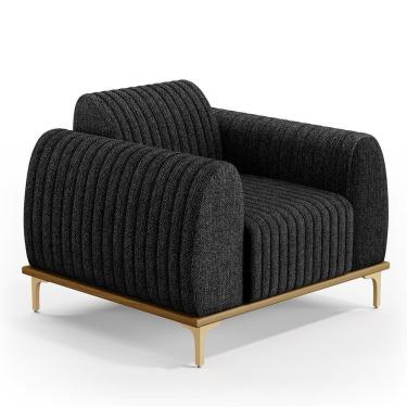 Imagem de Poltrona Pés Metalizado D'Ouro Molino D02 Linho Chumbo D-465