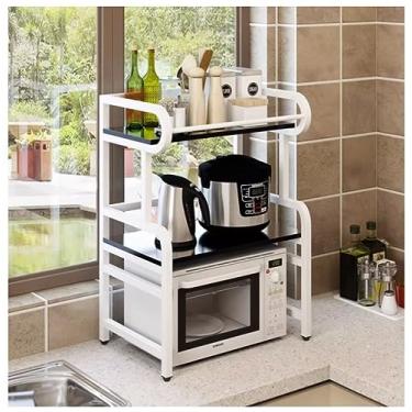 Imagem de HHHJQFAAT Suporte de micro-ondas ajustável para forno de microondas rack de cozinha para micro-ondas panela de arroz suporte de armazenamento de forno suporte de impressora de cozinha (C )