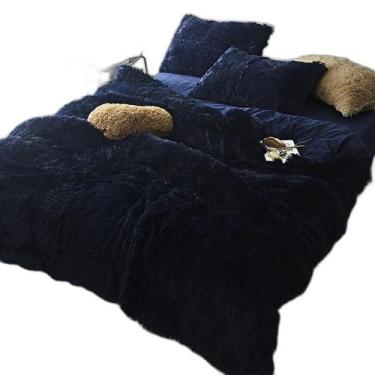 Imagem de Jogo De Cama Solteiro 6 Peças Com Edredom Pelúcia Marinho - Casa Da Fa