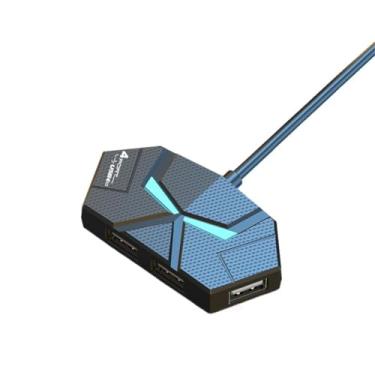 Imagem de Hub USB 2.0 de luz ambiente RGB – divisor alimentado por 4 portas para laptop e PC, Plug and Play com brilho LED colorido (preto)