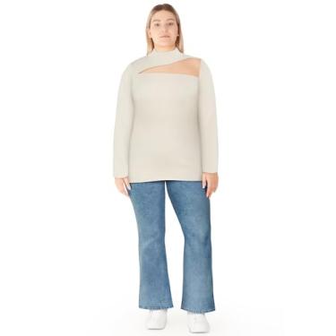 Imagem de City Chic Suéter feminino plus size - Reign, Aveia, 52