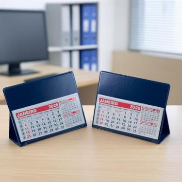 Imagem de Calendário De Mesa 2026, Calendário Executivo, Folhinha de Mesa Azul - KIT 2 UNIDADES