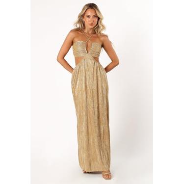 Imagem de Petal & Pup Vestido feminino Beyz Midi, Dourado, M