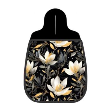 Imagem de Lixeira De Carro Organizador Lixinhocar Floral Preto Branco e Dourado