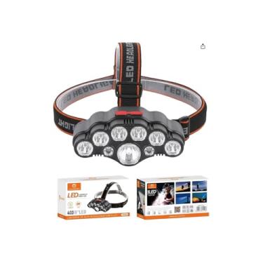 Imagem de Lanterna de Cabeça LED Recarregável Profissional, Potente, Bateria Lítio 1200mAh, Regulagem 90 Graus, 2 Intensidades, Plástico e Metal, 80g