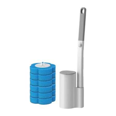 Imagem de Bothyi Escova de vaso sanitário, kit de limpeza com escova e esfregão para banheiro. Acessórios para vaso sanitário, Azul