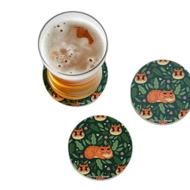 Imagem de Porta Copos Com Ilustração Personalizada Tigre Adormecido - Tamanho 10x10 cm