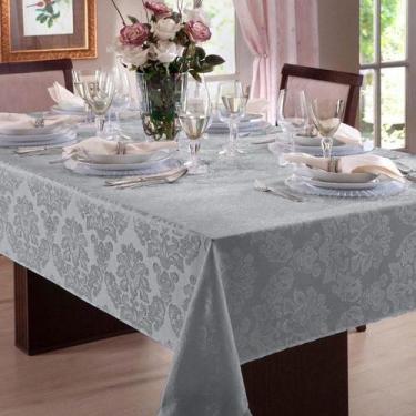 Imagem de Toalha Mesa Quadrada Jacquard Cinza 8 Lugares Buffet Festa - Confeccoe