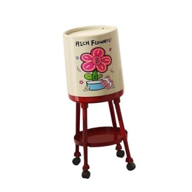 Imagem de Generic Lixeira alta com rodinhas e pés altos, e ideal para casa, sala de estar, cozinha escritório, Flor