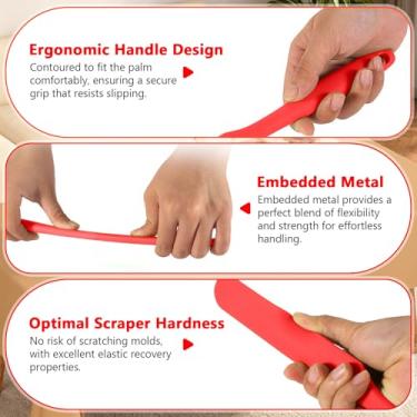 Imagem de Conjunto de espátulas de silicone resistentes ao calor, espátulas de manteiga para bolo, raspador de massa, antiaderente, flexível, ferramenta de cozimento (vermelho)