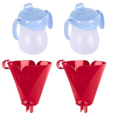 Imagem de Conjunto de 2 Suporte para Filtro de Café 103 Vermelho + 2 Copo Infantil Plástico Azul 310ml